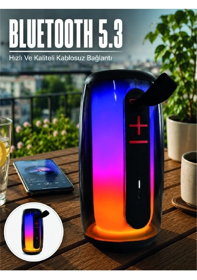 Kablosuz Bluetooth Hoparlör Rgb Ambiyans Işıklı Usb Ve Tf Kart Destekli