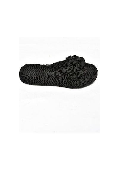 Fox Shoes S596022704 Siyah Halat İpli Hasır Terlik Siyah