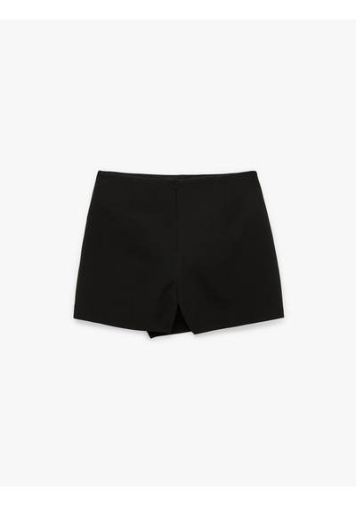 Koton Drape Detaylı Mini Kruvaze Şort Etek Siyah 6sak70187pw