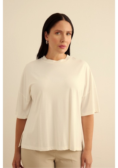 Aker Basic Rayon T-shırt Ekru Ekru