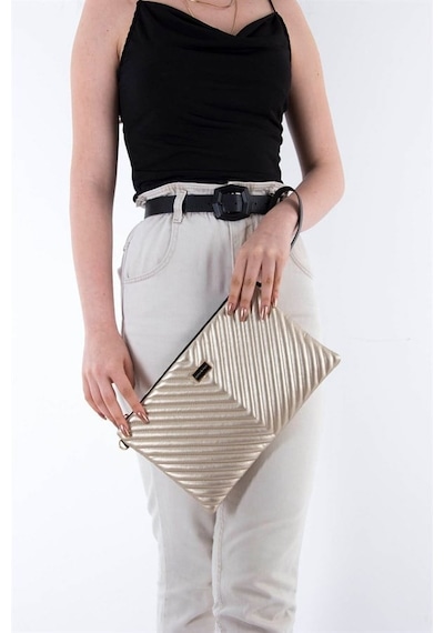 Silver Polo Sp1034 Kadın Portföy & Clutch Kapitone V Altın-altın