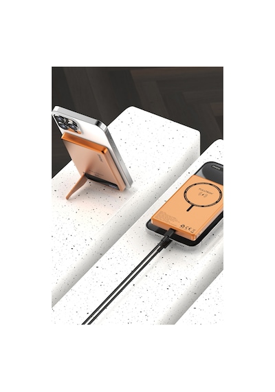 Fulltech Fp49 5000 Mah Magsafe Uyumlu Kablosuz Powerbank Turuncu 15w Hızlı Şarjlı Taşınabilir Şarj C