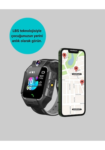 S10 - 868 - Siyah Çocuk Takip Saati Güvenli Alan Uyarısı Ve - Muratech - Sesli Mesaj Dpas26