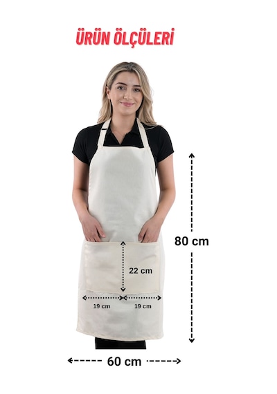 Simple 3lü Set Ayar Askılı Cepli Mutfak Önlüğü Seti 2 Eldiven Şef Garson Kafe Aşçı Barista Bej