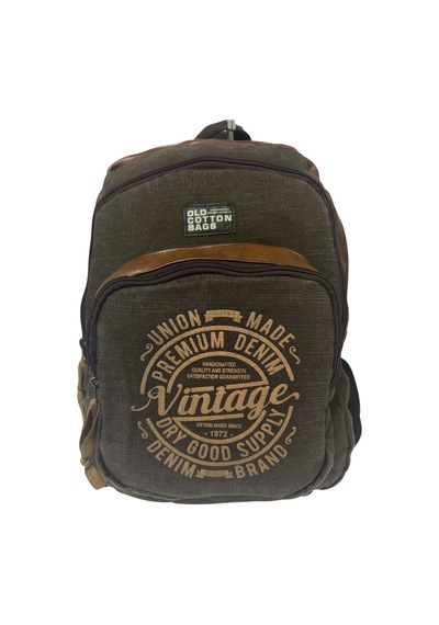 Old Cotton Cargo Kaliteli Siyah Vintage Salaş Baskılı Disayn Günlük Gezi Okul Sırt Çantası Revilla Bag 28x38cm Sarı