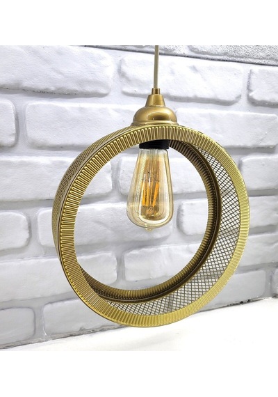 Decodelight Eskitme Gold Endüstriyel Metal Hasır Dairesel Avize Eskitme