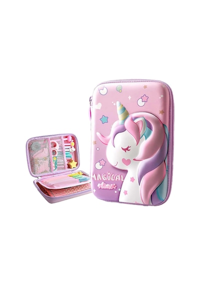 Valkyrie 3 Boyutlu Büyük Unicorn Su Geçirmez Kalem Kutusu Pembe