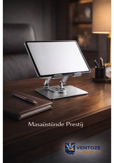 360 Dönebilir Yükseltilmiş Metal Tablet Standı Profesyonel Alüminyum Masaüstü Tutucu
