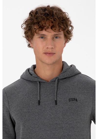 U.S. Polo Assn. Erkek Regular Fit Kapüşonlu Şardonlu Antrasit Melanj Basic Sweatshirt 50315582-VR081