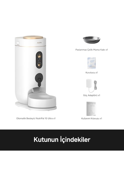 MOVA Nutripal 10 Ultra Akıllı Evcil Hayvan Mama Kabı 4 L Kapasite Paslanmaz Çelik Takviye Gıda Haznesi