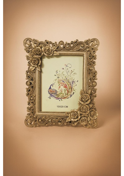 Dekoratif Resim Çerçevesi Gül Motifli Gülşah Çerçeve 15x20 Cm Vizon