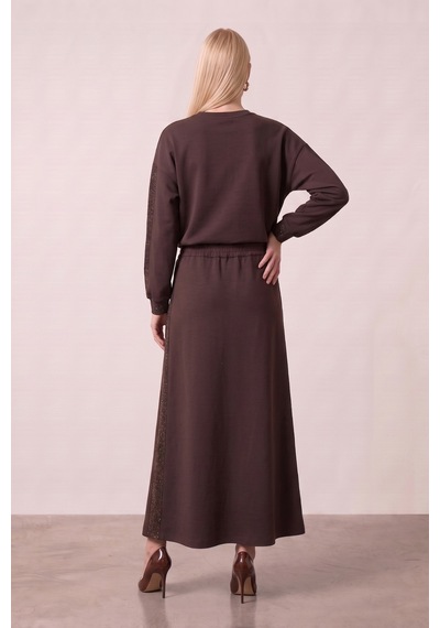Casual Kahverengi Örme Sweatshirt