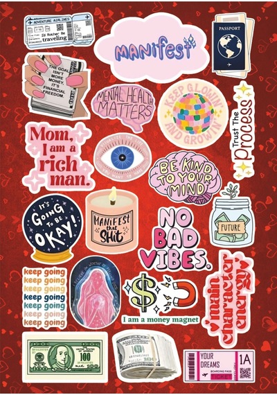 Manifest Temalı Sticker Seti Laptop Ajanda Pc Tablet Telefon Defter Etiket Bullet Journal Diğer