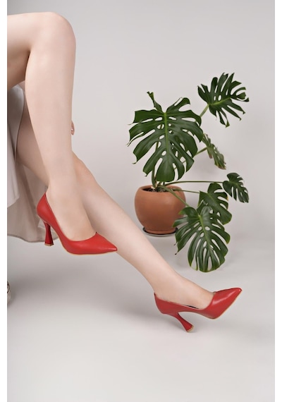 Nesilshoes Nesil Shoes Özma 499 Kırmızı Topuklu Kadın Stiletto