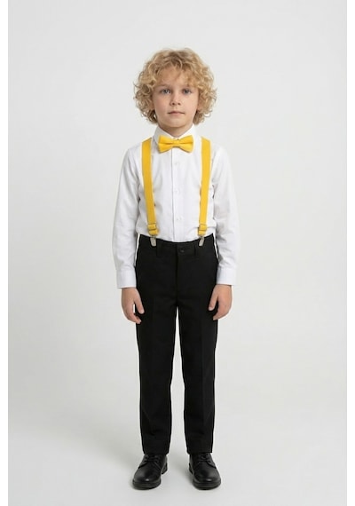 Mnk Baby & Kids Beyaz Gömlekli Erkek Çocuk Takım M00787 Sarı