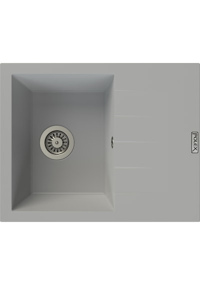 Polex Cristalüx Granit Evye P-S60 Gri Tezgah Altı Ve Tezgah Üstü Kare Mutfak Evyesi 60.5x49.5 CM