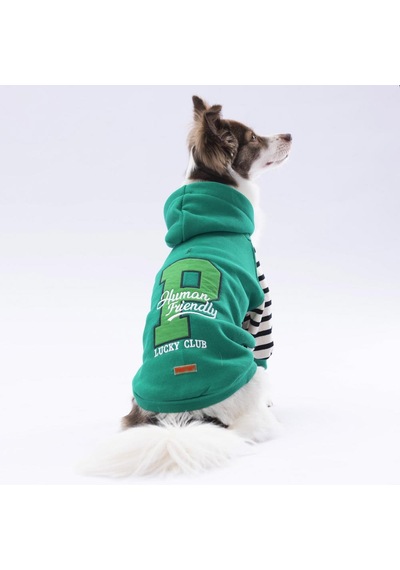 Yeşil Lucky Club Köpek Hoodie Köpek Sweat Köpek Kıyafeti Kedi Kıyafeti
