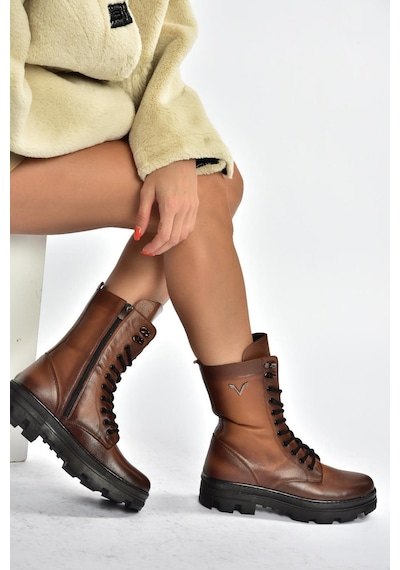 Fox Shoes V999049103 Taba Hakiki Deri Kadın Postal Bot Taba-hakiki Deri
