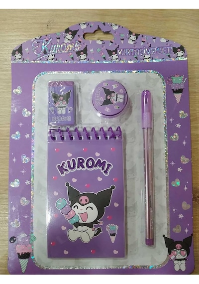 Sanrio Lisanslı Kuromi Kırtasiye Seti, 4'lü, Mor Çok Renkli