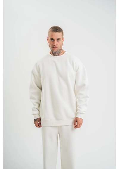 Barlashive Erkek Uzun Kol Bisiklet Yaka 3 İplik Pamuklu Kışlık Sweatshirt - Beyaz Çok Renkli Barlashive Erkek Uzun Kol Bisiklet Yaka 3 İplik Pamuklu Kışlık Sweatshirt - Beyaz Çok Renkli