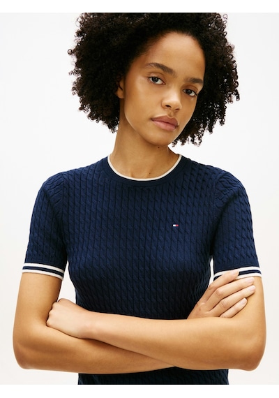Tommy Hilfiger Co Cable C-nk Ss Swt Kadın Mavi Kazak - Ww0ww41787 Mavi