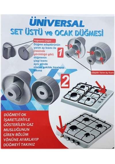 Universal Fırın Ankastre Set Üstü Ocak Düğme Takımı (Beyaz) No:45 - 501091611