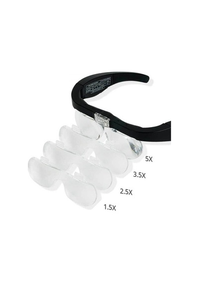 Pazly Usb Şarjlı Led Gözlük Büyüteç, 4 Lens Seçenekli, Kuyumcu Kullanımı İçin, Çok Renkli Multicolor