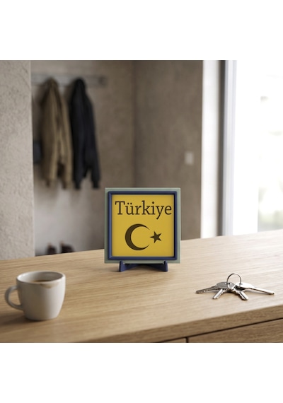 Türkiye Motifli Modern Dekoratif Obje, Ev Ve Ofisiniz İçin Estetik Ve Değerli Bir Armağan 10x10 Cm