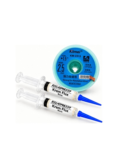 Elektronikci Kimei Km-2515 2,5mm Lehim Sökme Teli Krem 5cc 2 Li Flux Seti Tk17