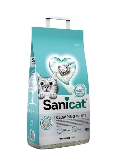 Sanicat Clumping White Kokusuz Bentonit Topaklanan Kedi Kumu 10 Lt 2 Adet 512-102