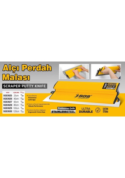 Sgs3630 - Alçı Perdah Malası 120 Cm Paslanmaz Çelik