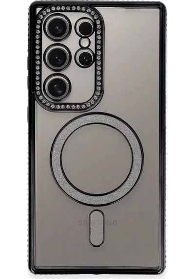 Newface Samsung Galaxy S24 Ultra Kılıf Joke Simli Magneticsafe Kılıf - Siyah