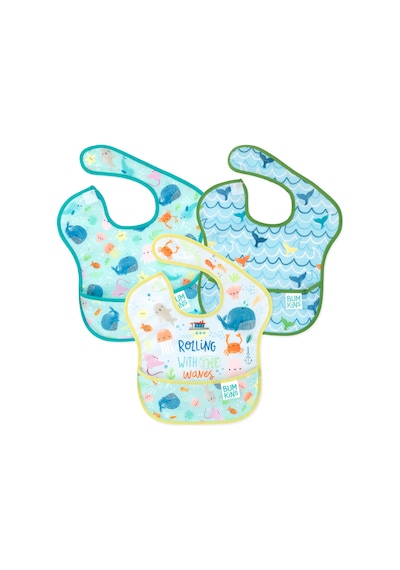 Bumkins Superbib Önlük 3'Lü Paket - Rolling With The Waves Çok Renkli
