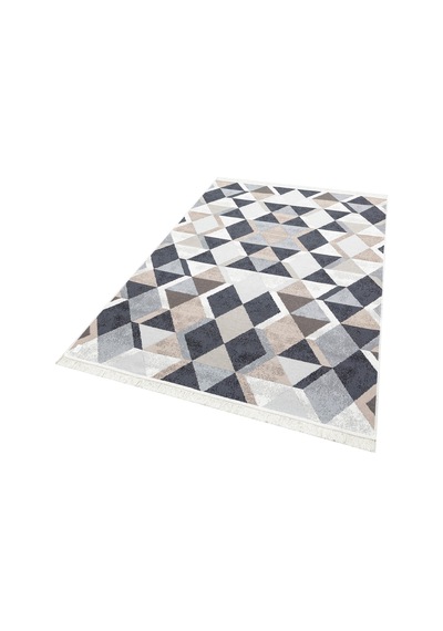 Beıge Black Yıkanabilir Çift Taraflı Modern Desenli Dokuma Kilim