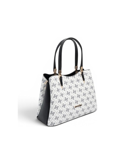 Silver & Polo Silver Polo Beyaz - Siyah Monogram Kadın El Çantası Sp1205