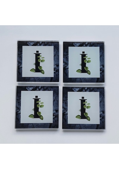Decorita Cam Bardak Altlığı İ Harfli Tasarım 4'lü Takım 10 x 10 CM Çok Renkli