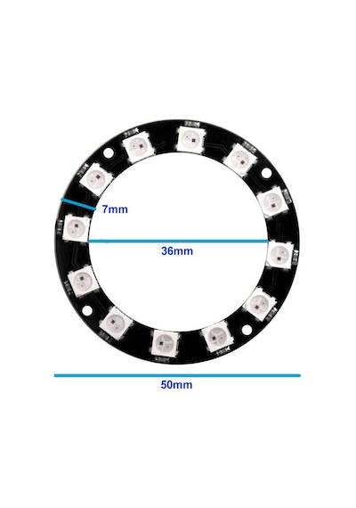 12 Bit Neopixel Halka Ring Ws2812b 5050 Rgb Led Modül 12 Li Dijital Adreslenebilir Lamba Programlana