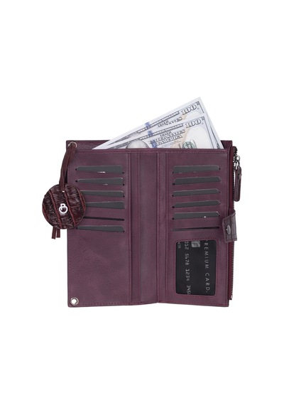Bloominbag Burgundy Croco Lozan Hakiki Süet Çapraz Askılı Telefon Bölmeli Cüzdan Çanta Bordo