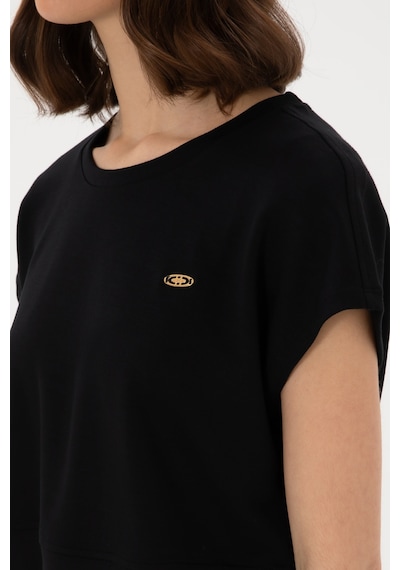 U.S. Polo Assn. Kadın Siyah Crop Bisiklet Yaka Tişört 50305682-VR046