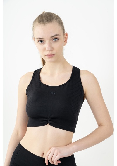 Maraton Active Slimfit Kadın Atlet Yaka Kolsuz Koşu Siyah Bra 813090-Siyah