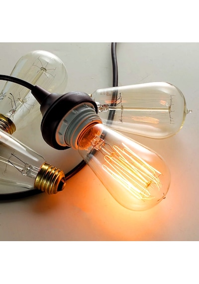 Akkor Aydınlatma ST64 40W Armut Tipi Rustik Edison Ampul 10 Adet