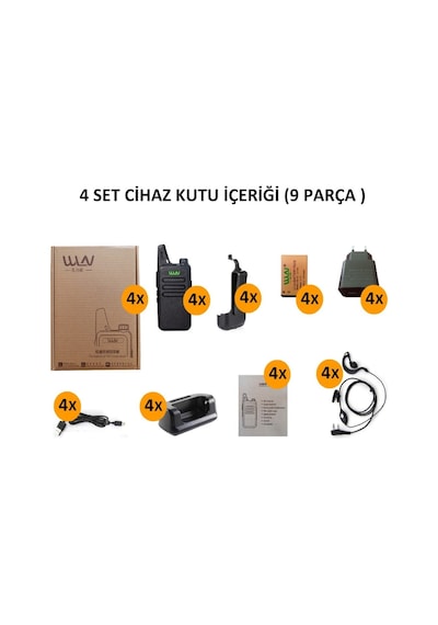 Wln Kd-c1 Pmr El Telsizi 4'lü Full Set + Kulaklık