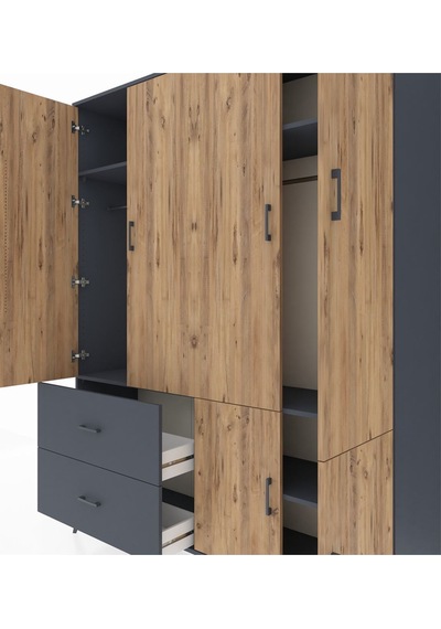 Hyperion Gardrop 5 Raflı 2 Çekmeceli 2 Askılı 176x44x221 Antrasit-çam/antrasit Çam/antrasit Hyperion Gardrop 5 Raflı 2 Çekmeceli 2 Askılı 176x44x221 Antrasit-çam/antrasit Çam/antrasit