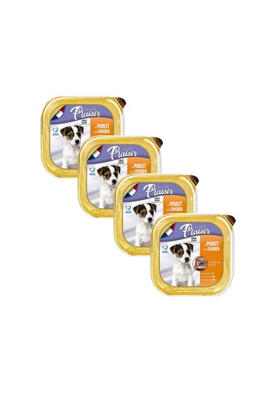 Plaisir Tavuklu ve Etli Pate Konserve Yavru Köpek Maması 4 x 150 G