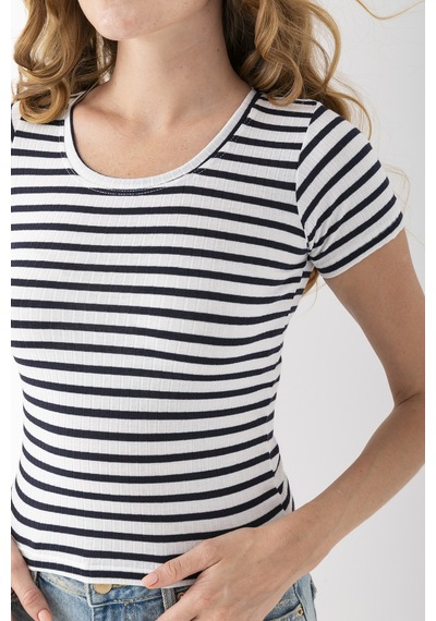 Giysa Kadın Bisiklet Yaka Çizgili Basic Body Lacivert - 25509 Lacivert