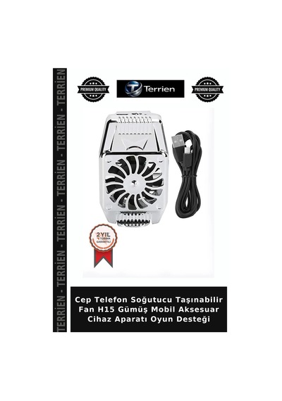 Cep Telefon Soğutucu Taşınabilir Fan H15 Gümüş Mobil Aksesuar Cihaz Aparatı Oyun Desteği