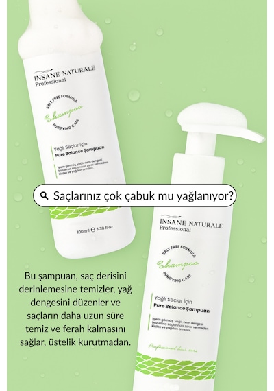 Insane Naturale Yağlı Saçlar İçin Nem Dengeleyici Saç Bakım Şampuan 500 ML