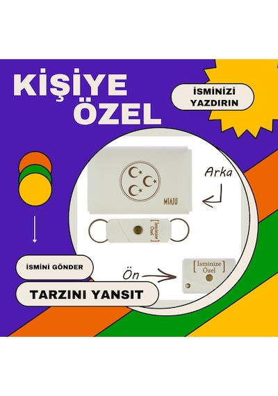 Miaju Kül Gri, Hayatın Anlamını Anımsatan Set, Sabret, Şükret, Dua Et Yazılı, İsme Özel Cüzdan Ve Anahtar Kül Gri