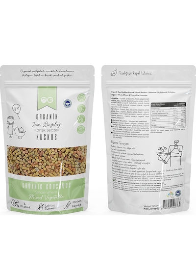 OG natural Organik Karışık Sebzeli Tam Buğday Bebek Kuskus 250 Gr +7 Ay