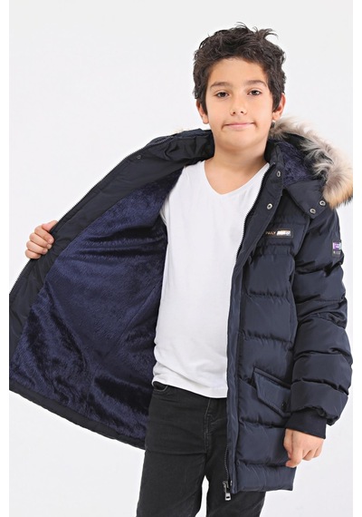 Benitto Kids Natürel Kürklü Erkek Çocuk Şişme Mont 51246-lacivert Lacivert